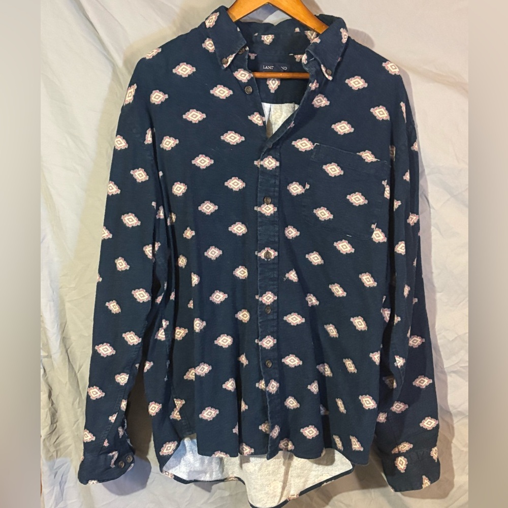 Lands' End Dark Blue Patterned Shirt